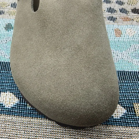 Birkenstock Taupe Boston Suede Shoes | Women's Narrow Fit - Picture 4 of 6
